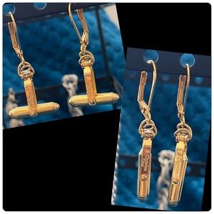 Authentic Christian Dior vintage charms on generic 18kgp earrings -convertible